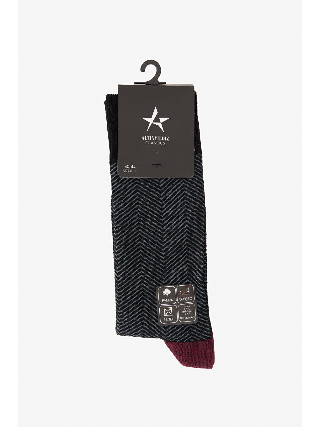 Erkek Siyah-Gri Desenli Soket Çorap