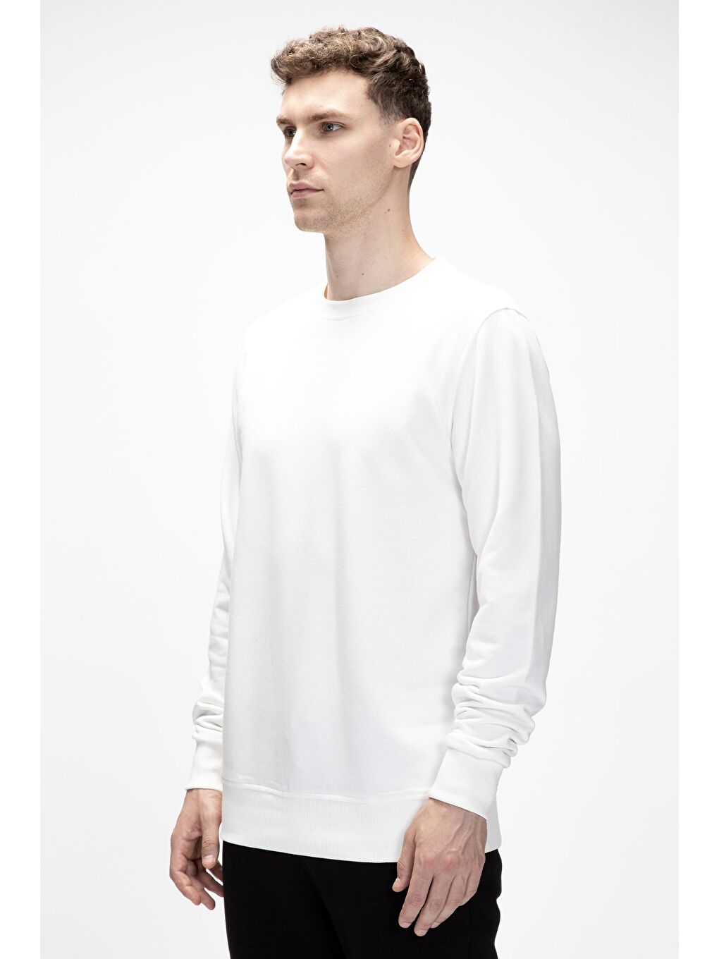 Corner Beyaz Crewneck Erkek Sweatshirt-1