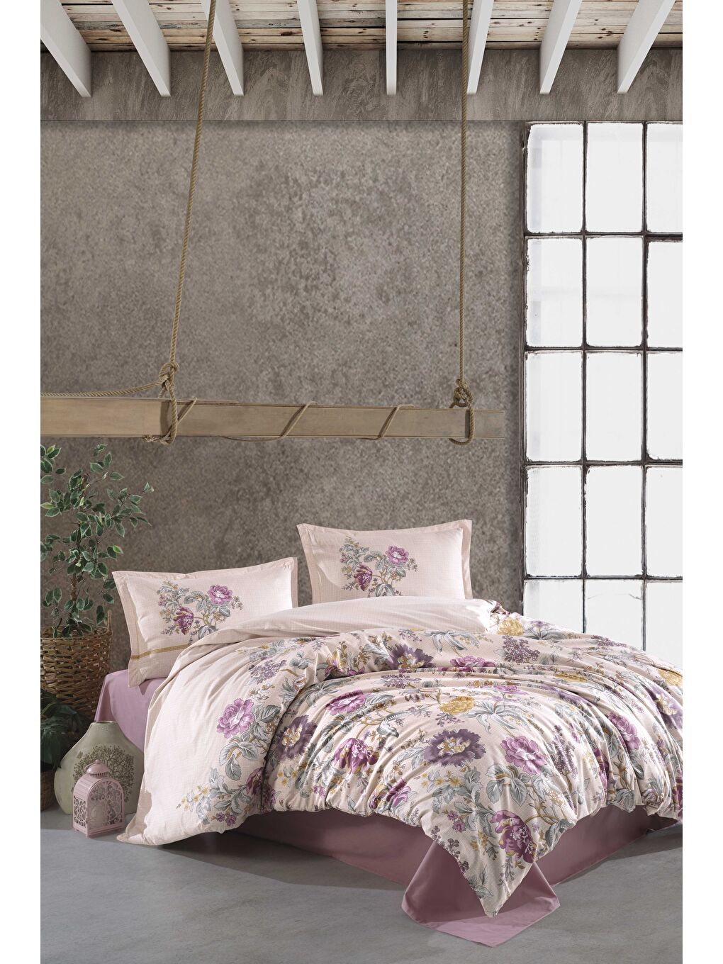 Pembe %100 Pamuk Nevresim Takımı Çift Kişilik Mirante-3