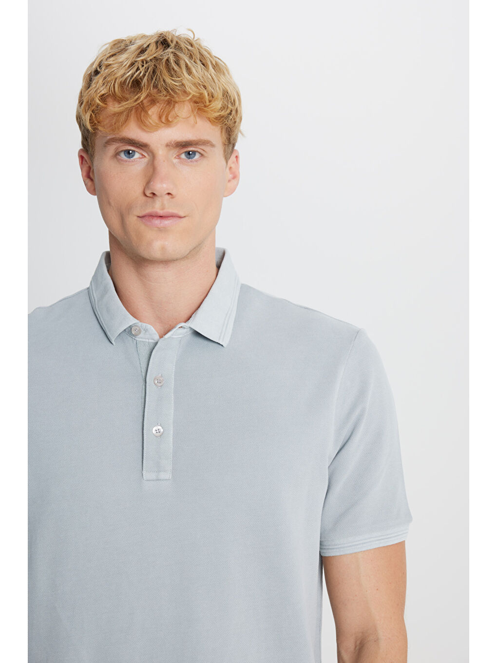 Erkek Gri %100 Pamuk Slim Fit Dar Kesim Polo Yaka Tişört-3