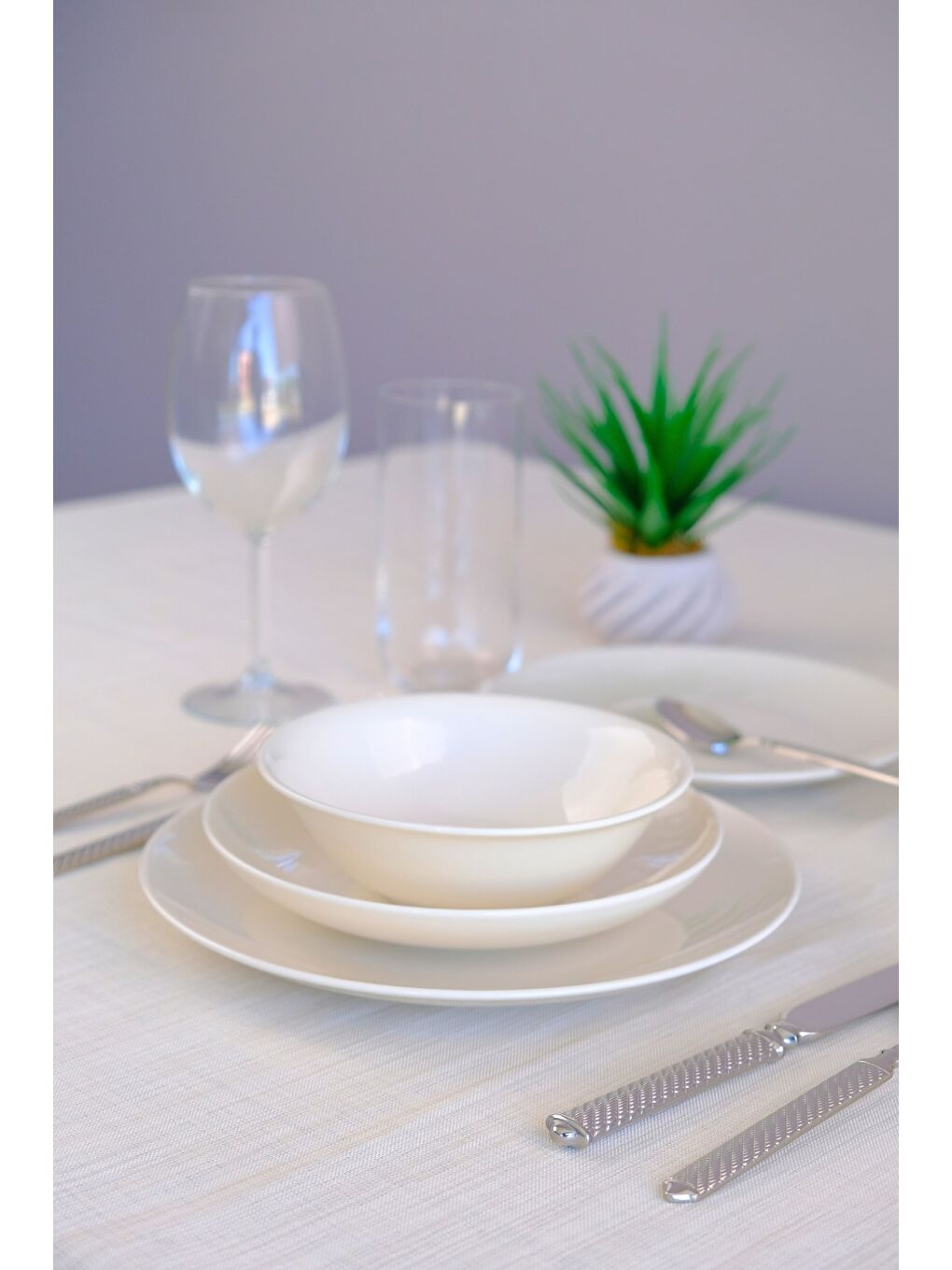 Beyaz Chic Porselen Yemek Takımı 24 Parça 6 Kişilik-5