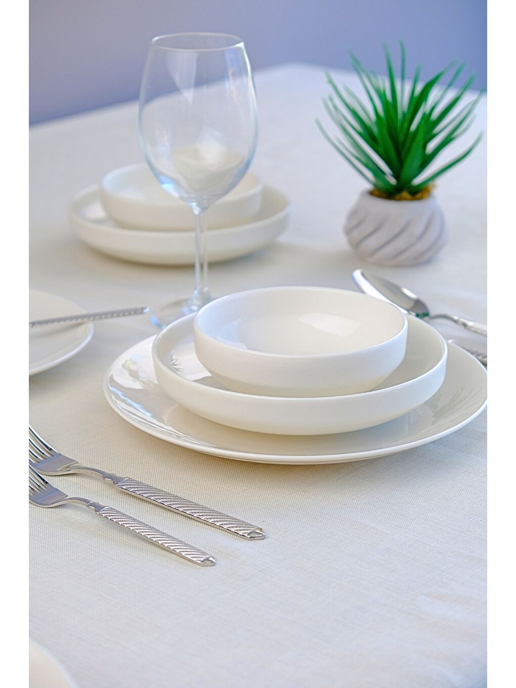 Beyaz Sofia Porselen Yemek Takımı 24 Parça 6 Kişilik-4