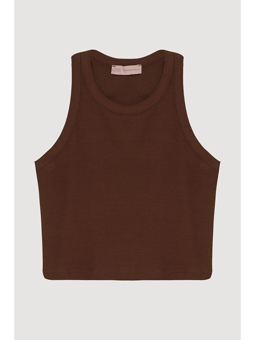 Halter Yaka Crop Atlet Kahverengi