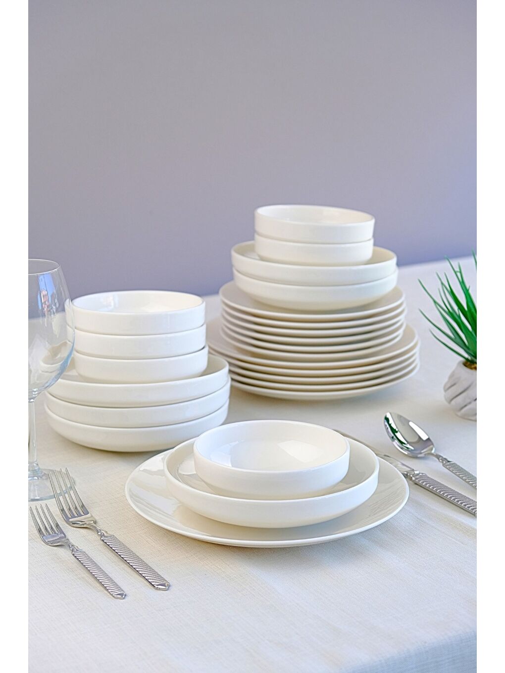 Beyaz Sofia Porselen Yemek Takımı 24 Parça 6 Kişilik-7