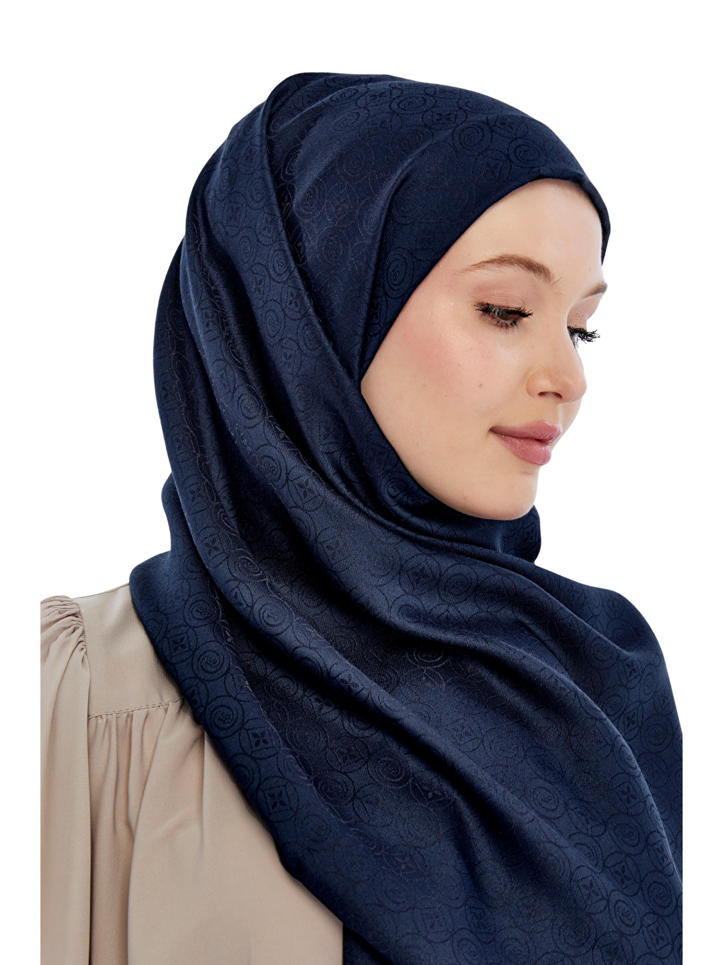 Lacivert Monogram Star Desen Şal-1