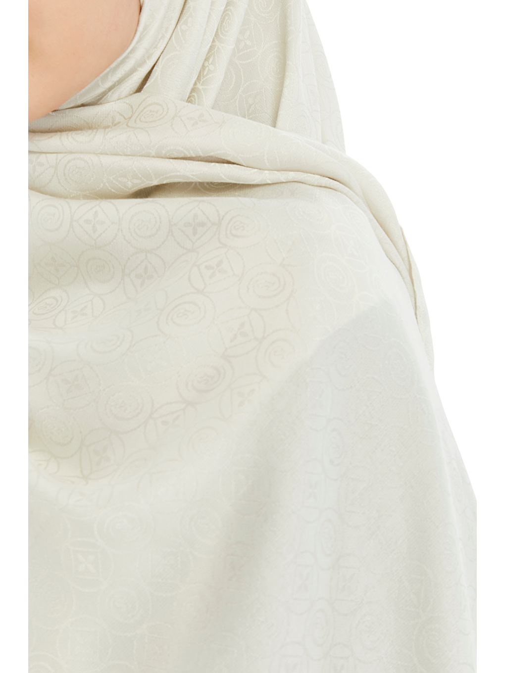 Ekru Monogram Star Desen Şal-4