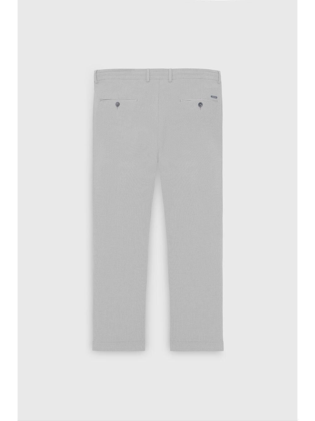 Erkek Gri Pamuklu Slim Fit Dar Kesim Beli Bağlamalı Yan Cep Armürlü Esnek Pantolon-1