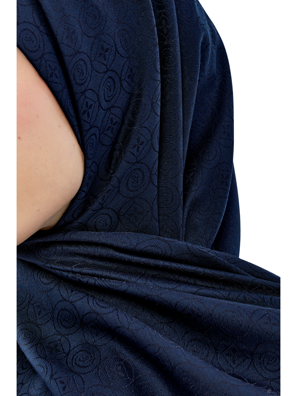 Lacivert Monogram Star Desen Şal-4