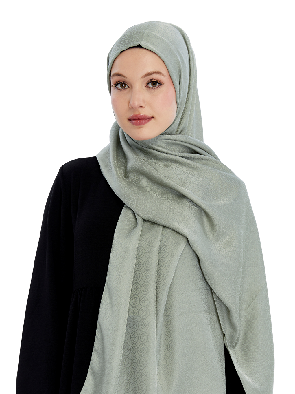 Yeşil Monogram Star Desen Şal-1