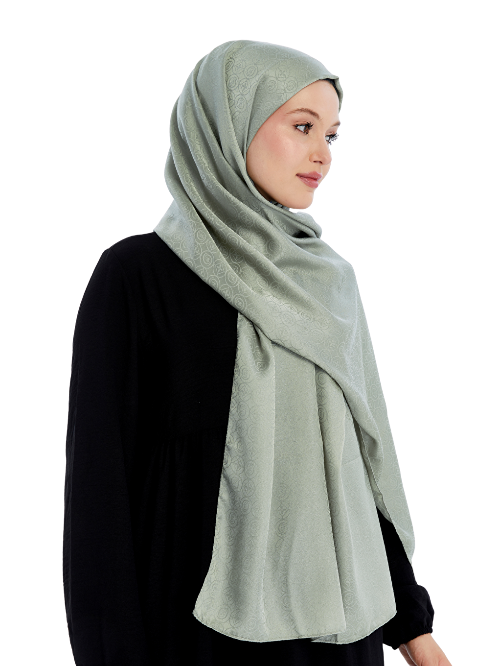 Yeşil Monogram Star Desen Şal-2