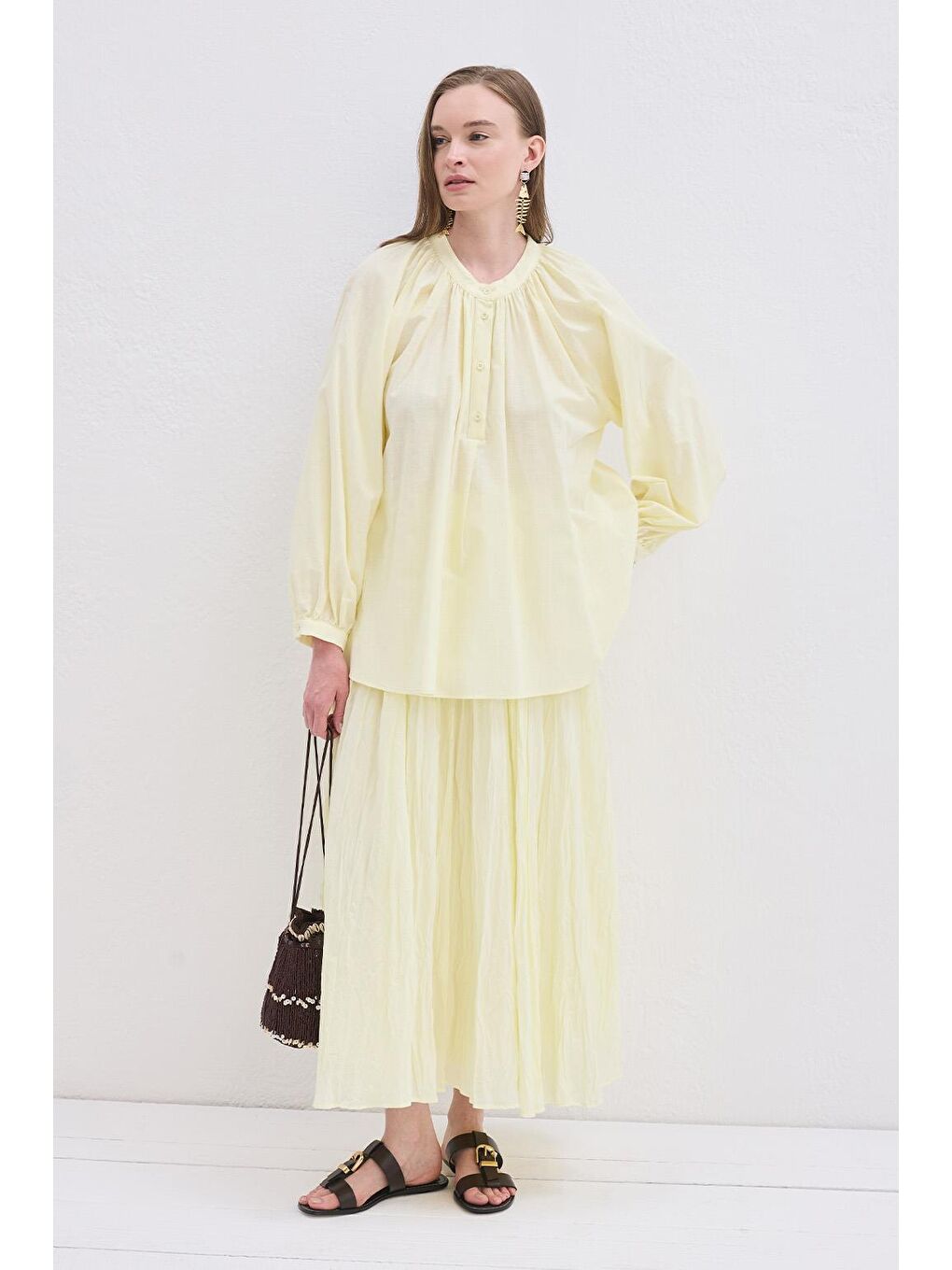 Flam Keten Gömlek Sarı-1