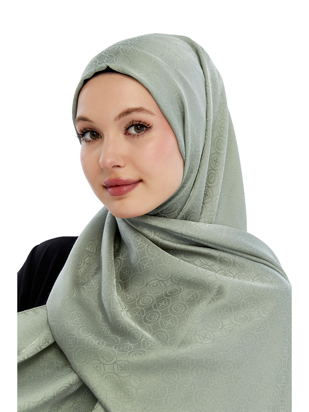 Yeşil Monogram Star Desen Şal-3