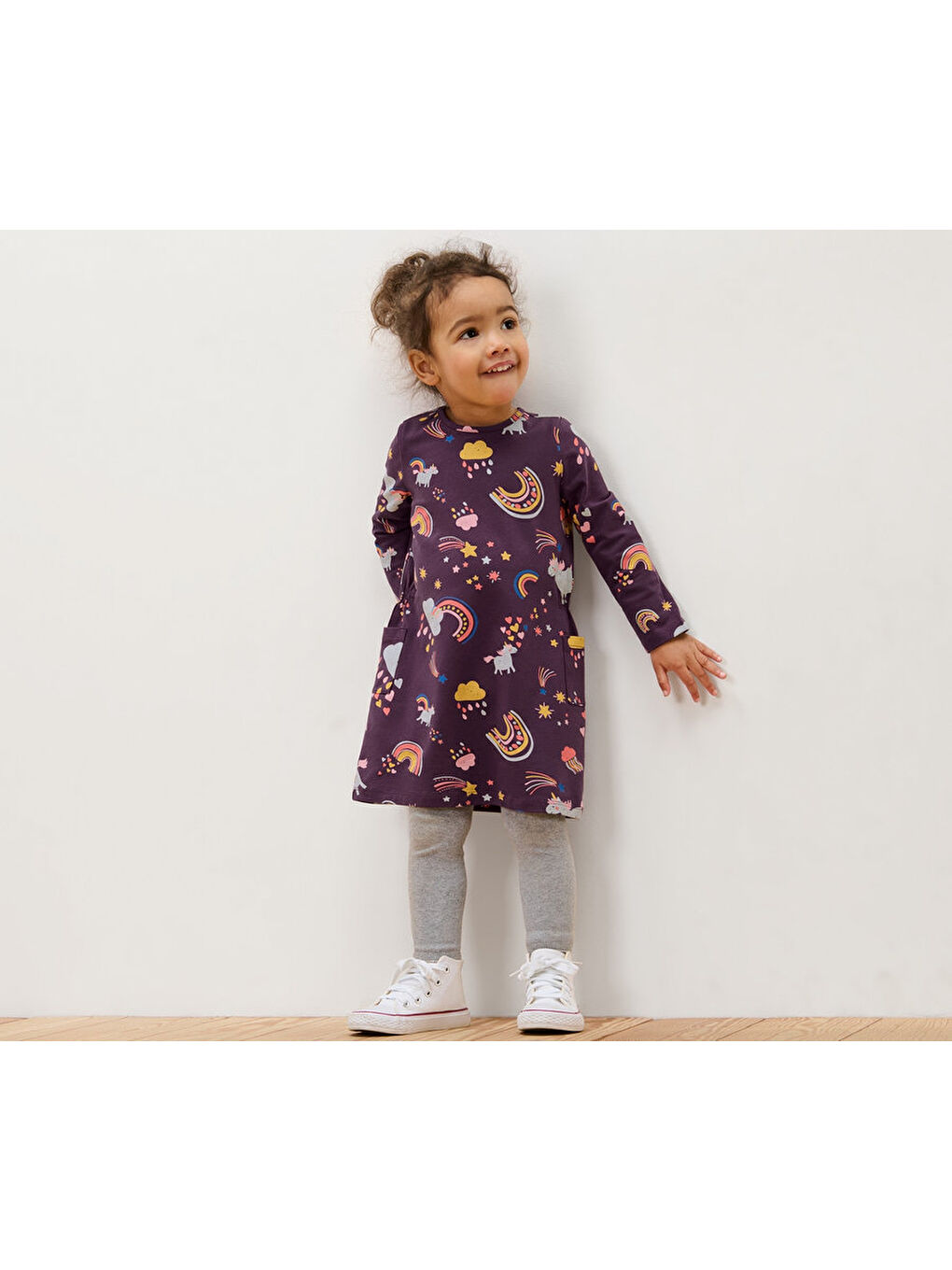 Mor Çocuk Jersey Elbise