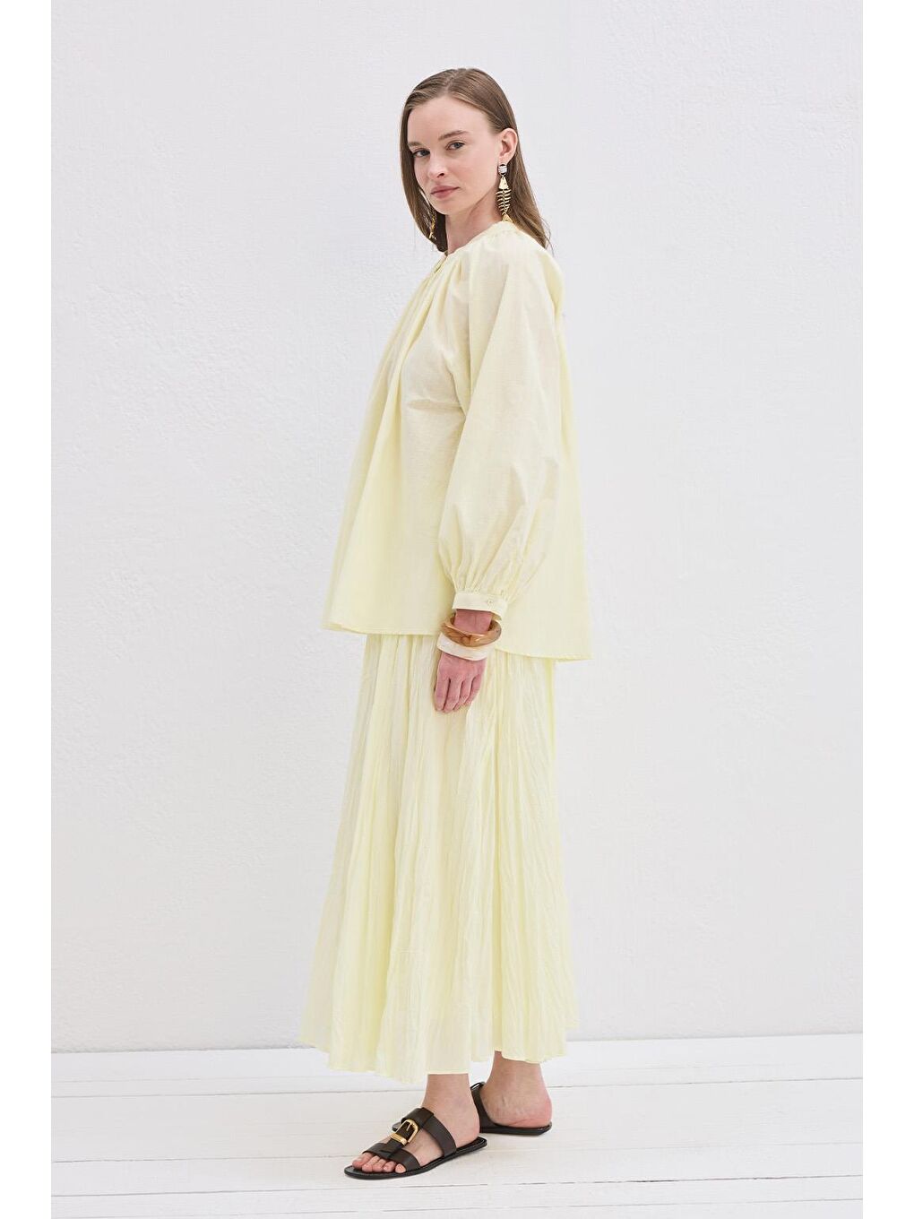 Flam Keten Gömlek Sarı-4