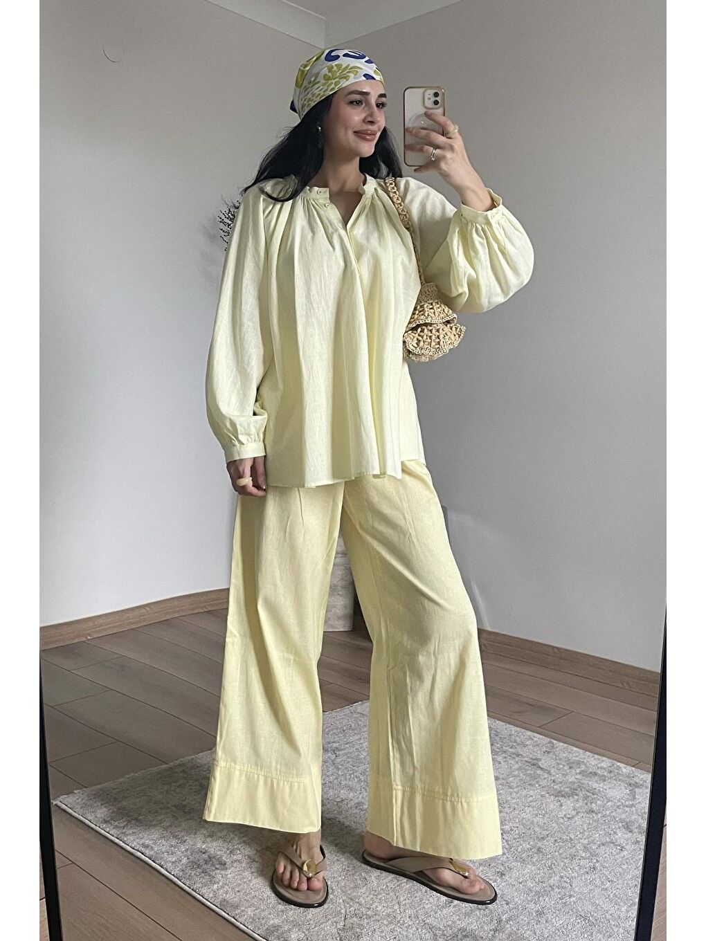 Flam Keten Gömlek Sarı-5