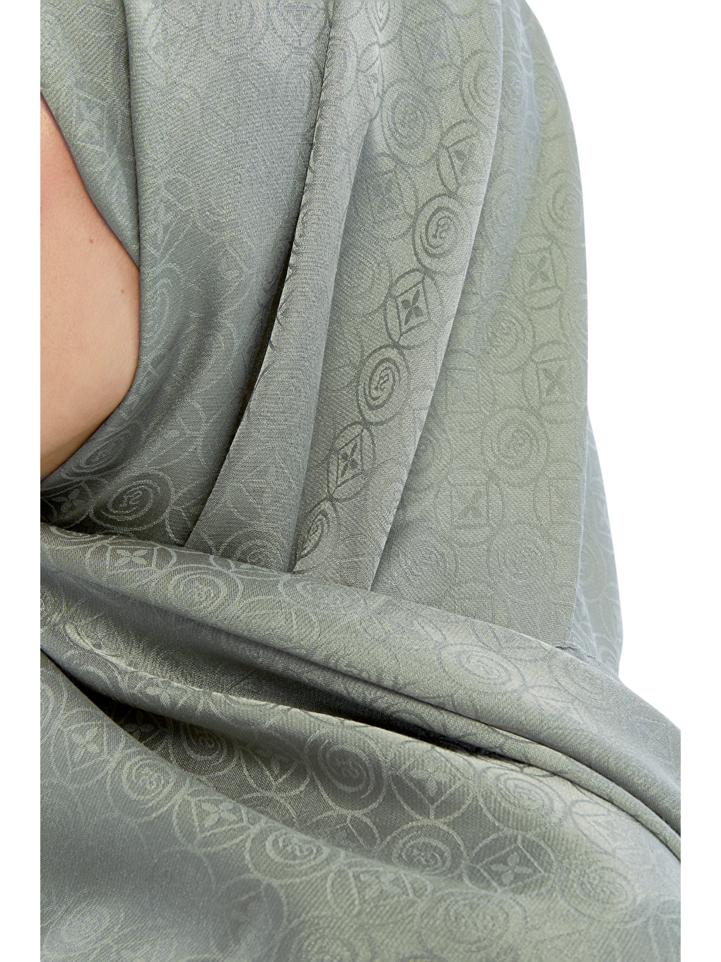 Yeşil Monogram Star Desen Şal-4