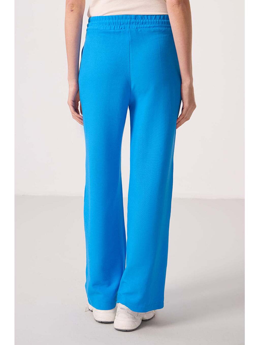 Mavi Keten Geniş Paça Rahat Form Kadın Palazzo Pantolon - 94675-9