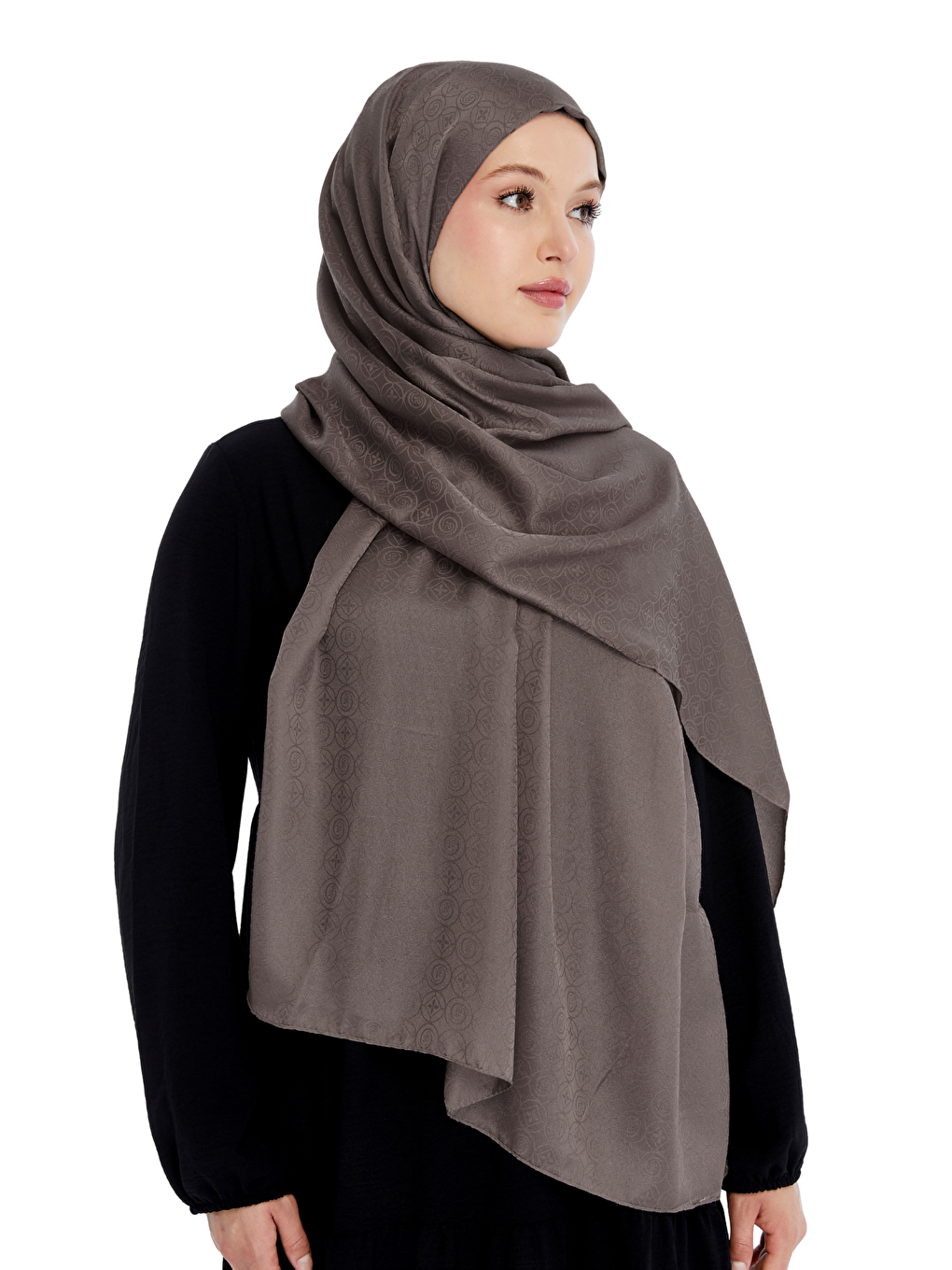 Kahverengi Monogram Star Desen Şal-3