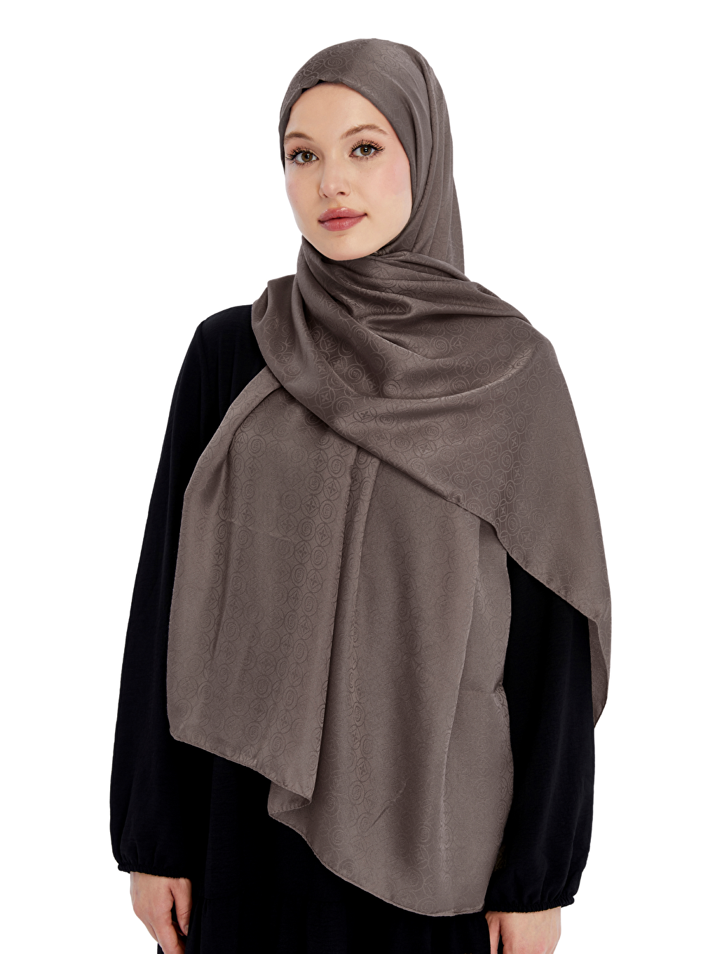 Kahverengi Monogram Star Desen Şal-4