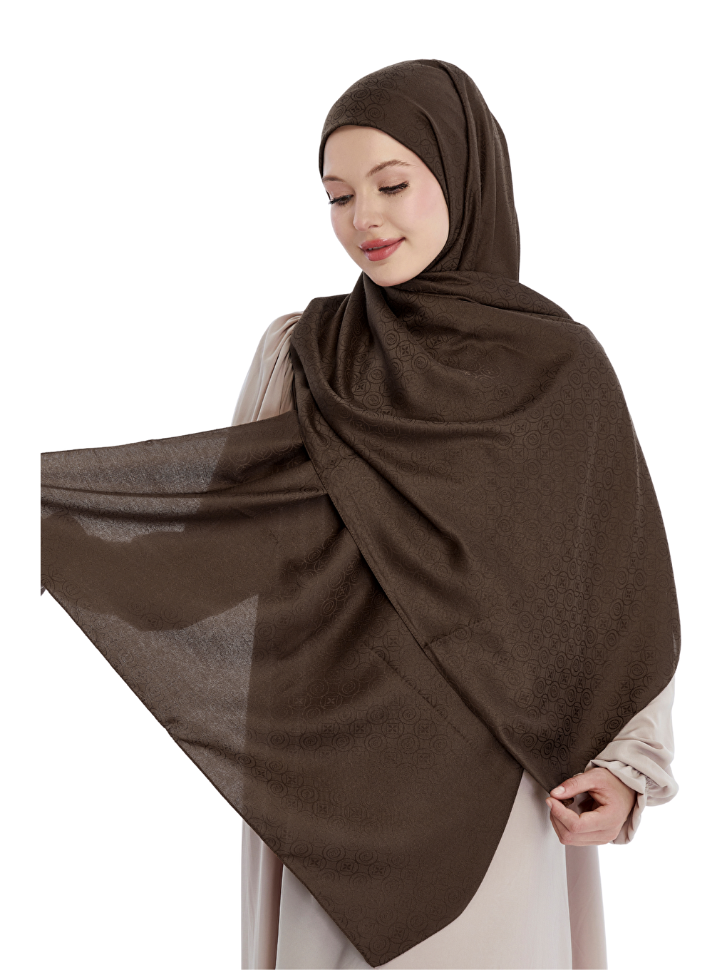 Kahverengi Monogram Star Desen Şal