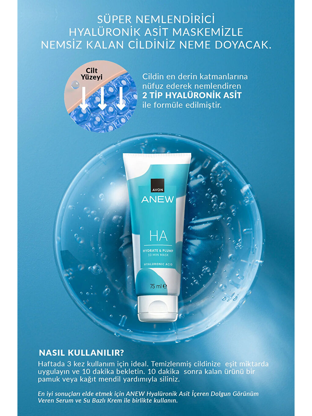 Anew HA Nemlendirici ve Dolgun Görünüm Veren 10 Dakikalık Yüz Maskesi 75 Ml.-3