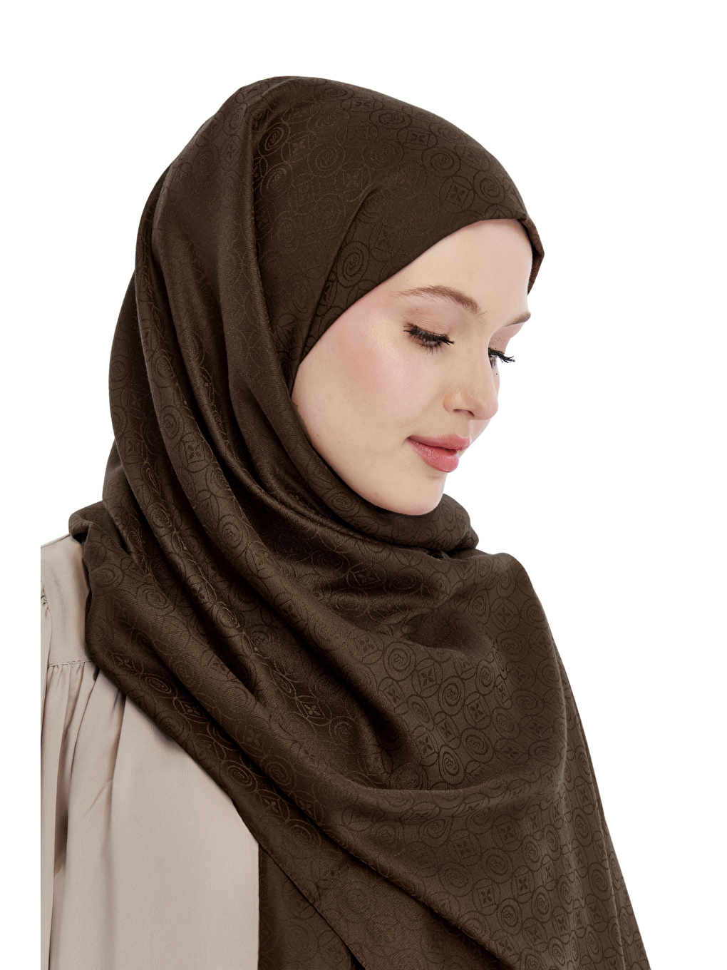 Kahverengi Monogram Star Desen Şal-1