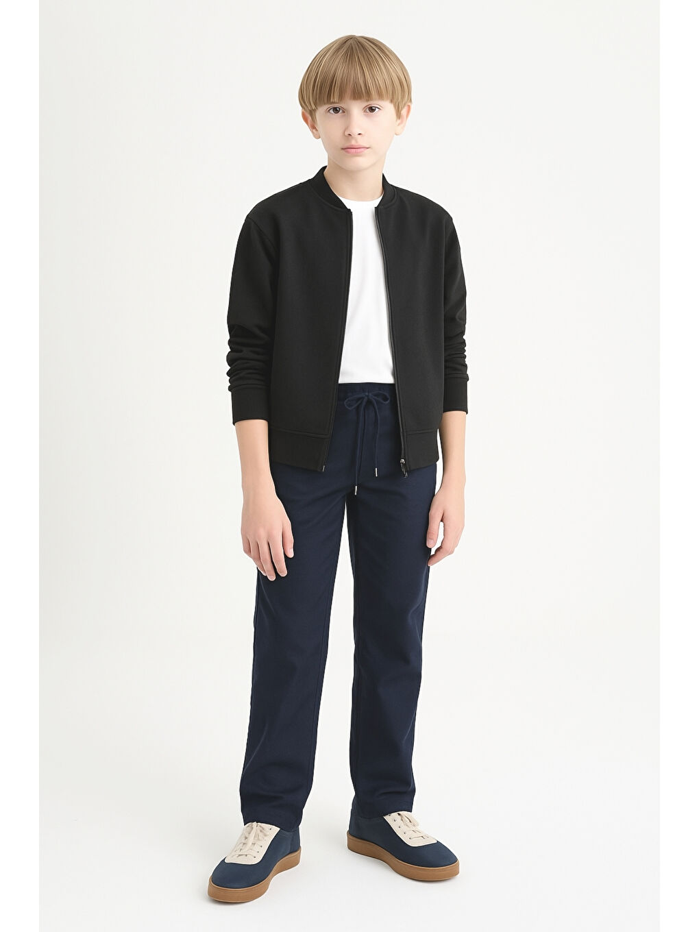 Lacivert Erkek Çocuk Beli İpli Lastikli Okul Pantolonu Ak609-2