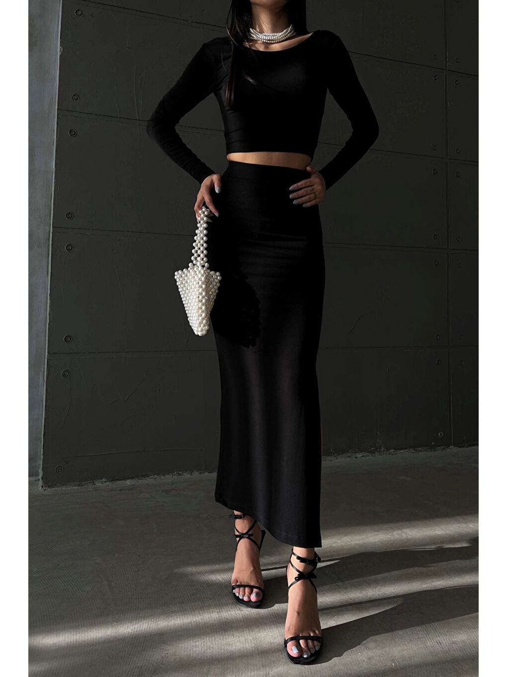 Kadın Siyah Uzun Kol Sandy Takım 1026-221324-1