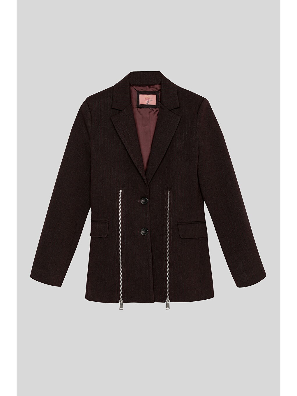 Fermuar Aksesuarlı Blazer Ceket Kahverengi