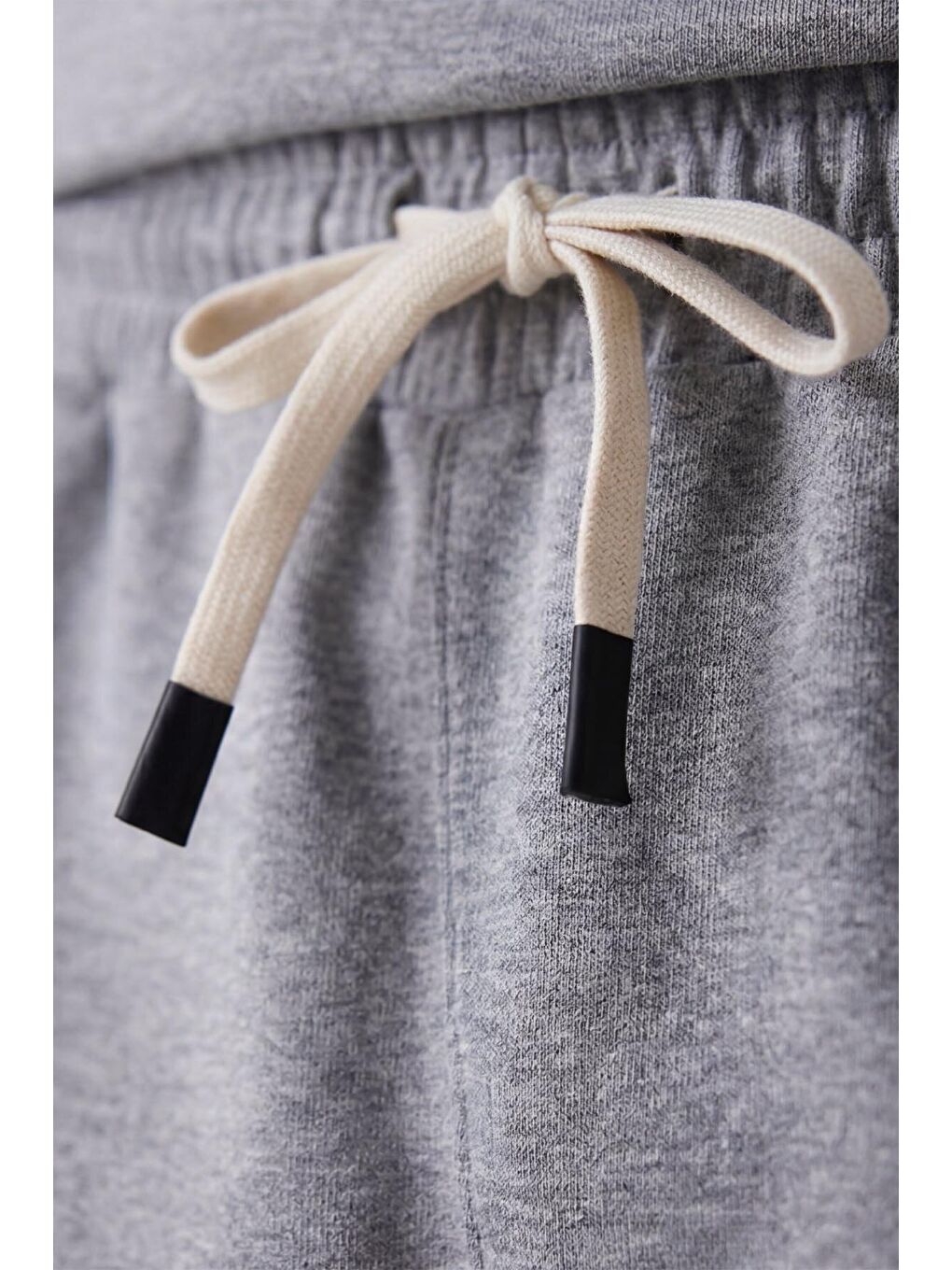 Gri Melanj Oversize Fit Basic Erkek Şort Takım - 85292-4