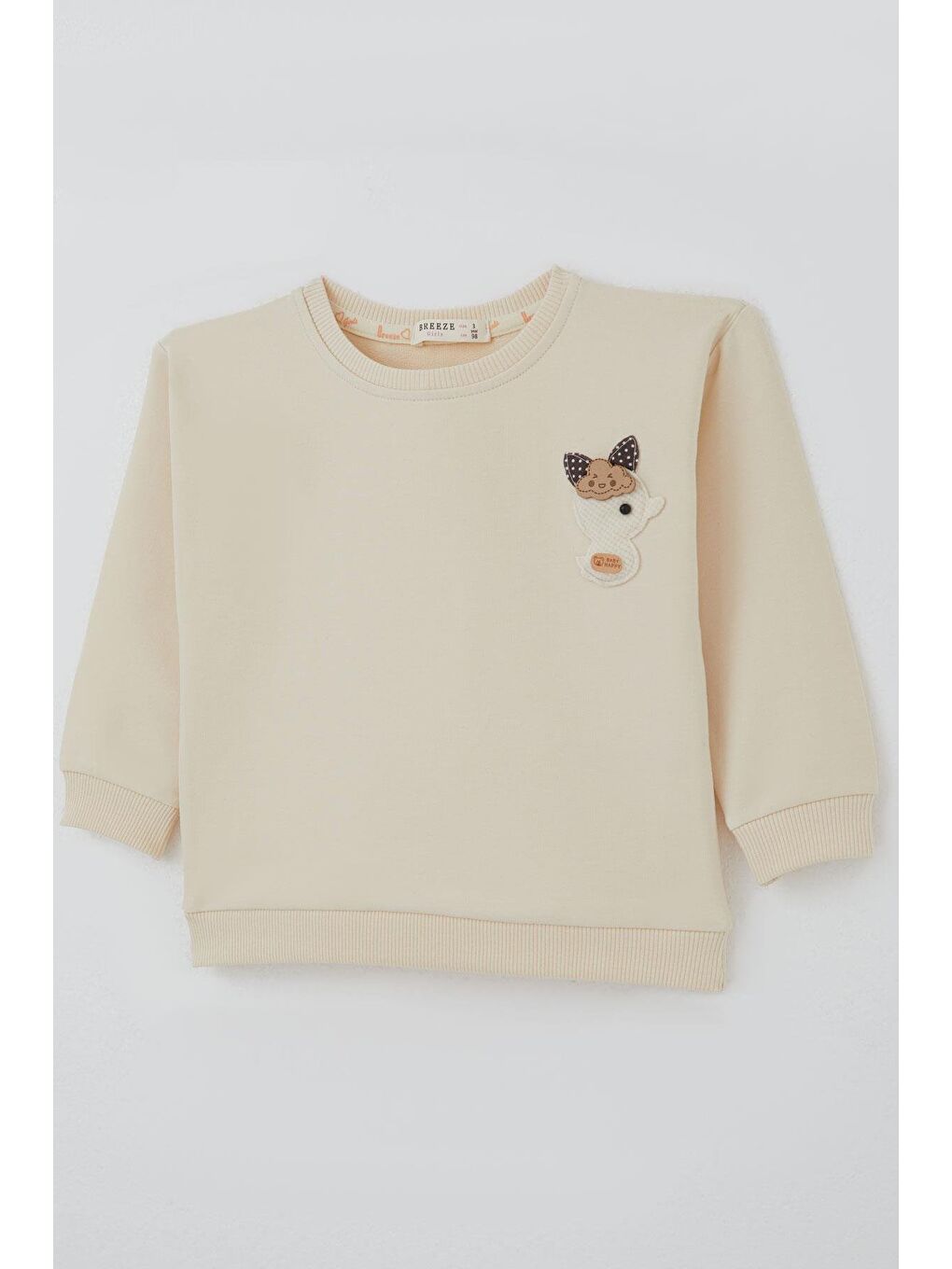 Ekru Kız Çocuk Sweatshirt Mutlu Bulut & Sevimli Civciv Aksesuar Detaylı Krem (2-6 Yaş)-2