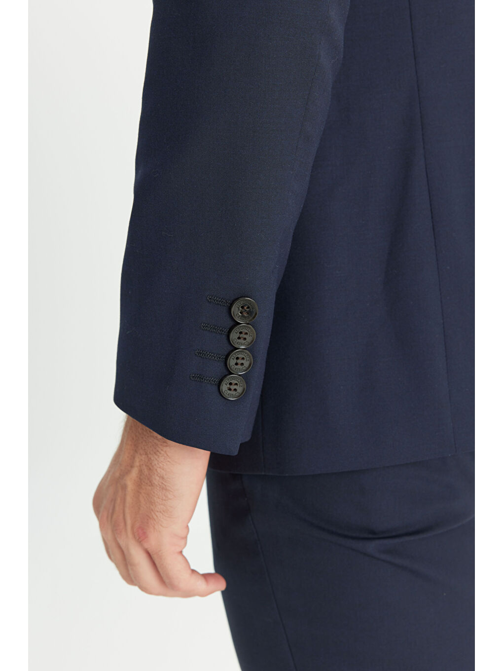 Erkek Lacivert Su Geçirmez Ekstra Slim Fit Kırlangıç Yaka Yünlü Nano Takım Elbise-4