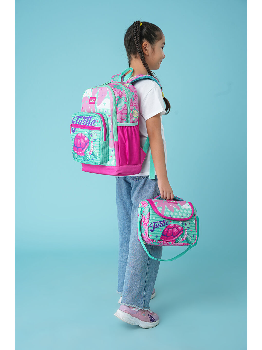 3'lü Kaplumbağa Temalı Çocuk Okul Çanta Seti-1