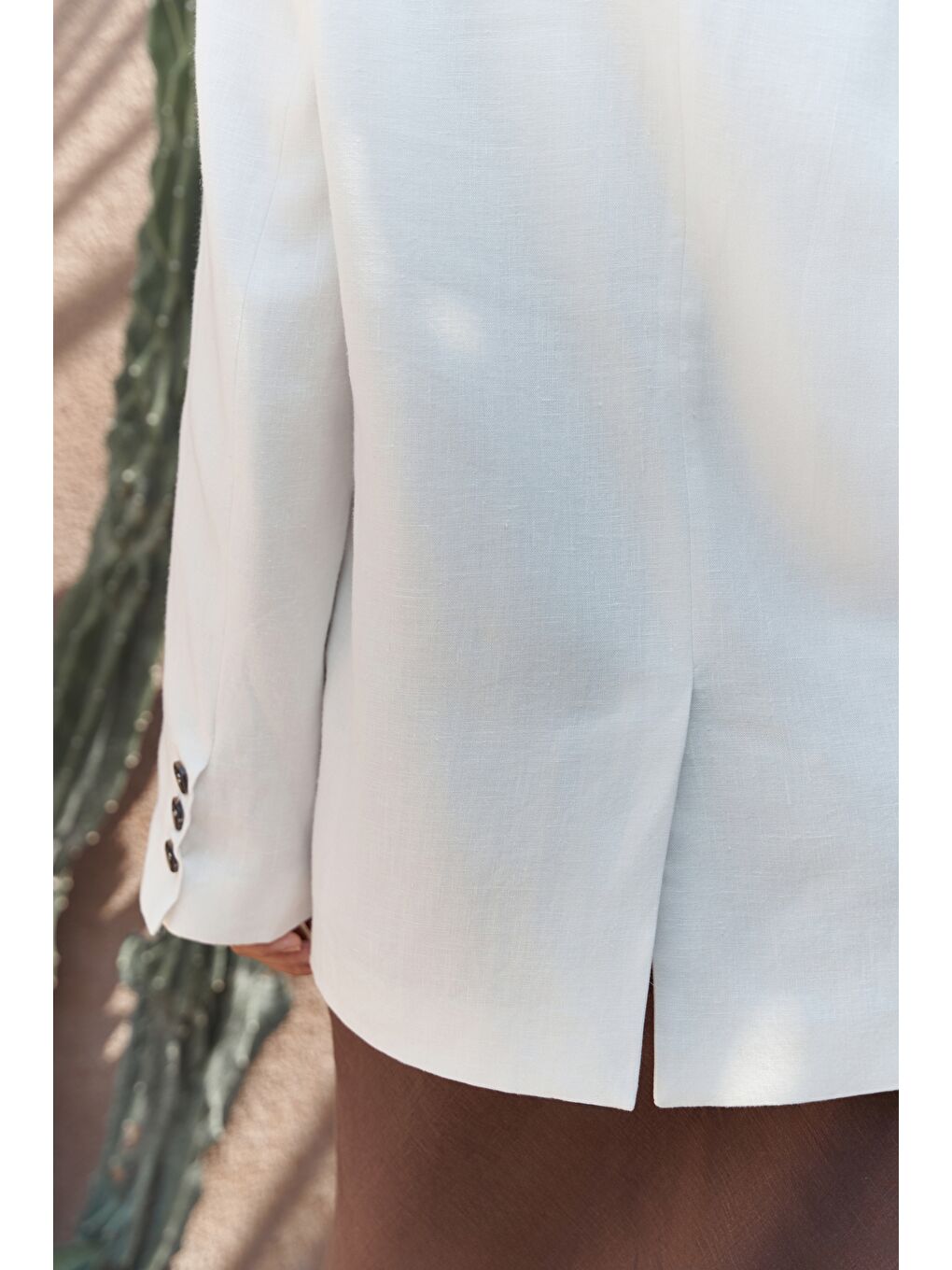 Brenna Beyaz Keten Blazer-7