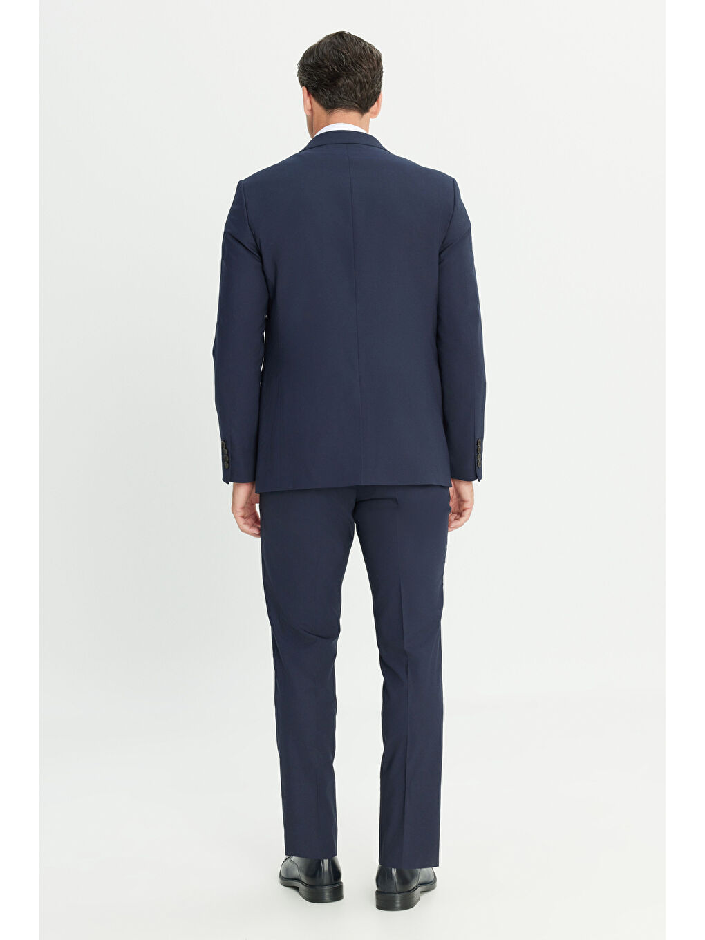 Erkek Lacivert Su Geçirmez Ekstra Slim Fit Kırlangıç Yaka Yünlü Nano Takım Elbise-6