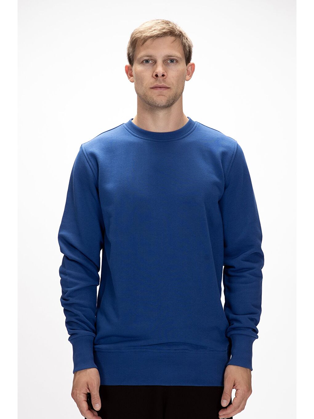 Corner Baskılı Parlament Mavisi Crewneck Erkek Sweatshirt