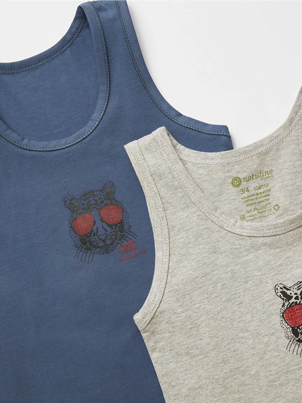 Gri Erkek Çocuk Organik Pamuklu  Atlet Cool Tiger 4 lü Paket-5