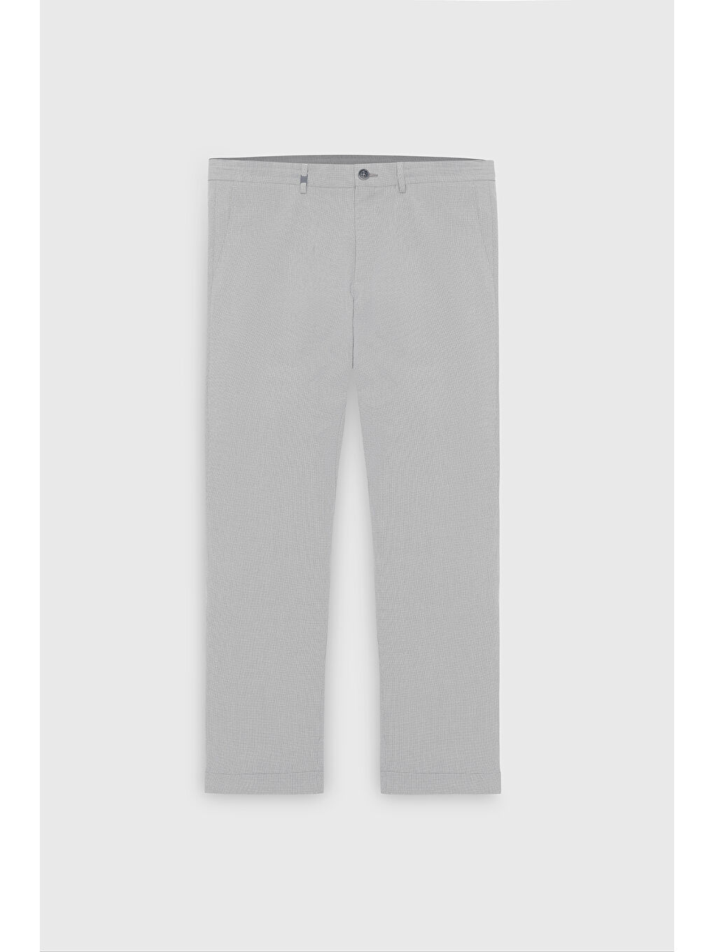 Erkek Gri Pamuklu Slim Fit Dar Kesim Beli Bağlamalı Yan Cep Armürlü Esnek Pantolon-7