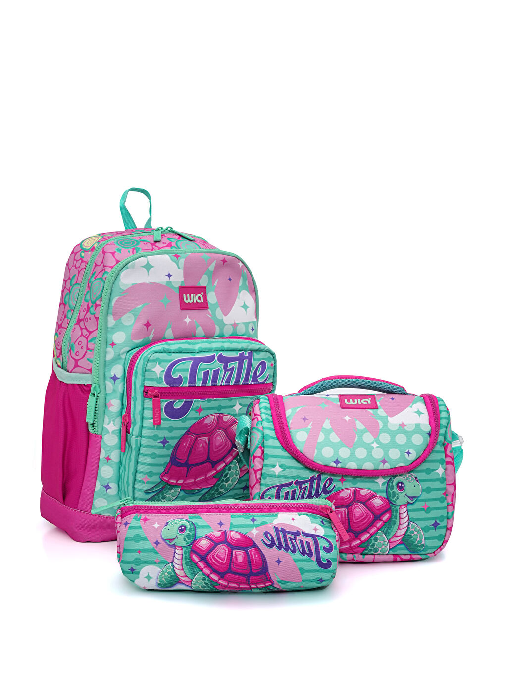 3'lü Kaplumbağa Temalı Çocuk Okul Çanta Seti-2