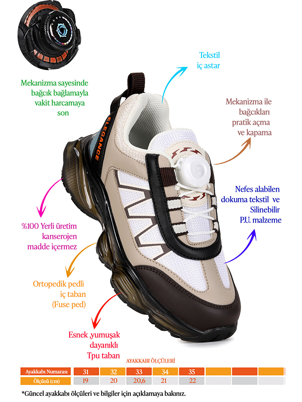 Ekru Vortex Günlük Şeffaf Taban Erkek Çocuk Spor Ayakkabı-1