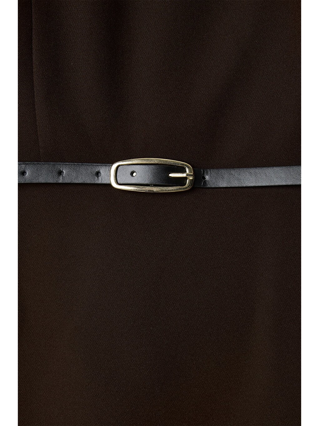 Kahverengi Kemerli Mini Elbise - Kahve-3