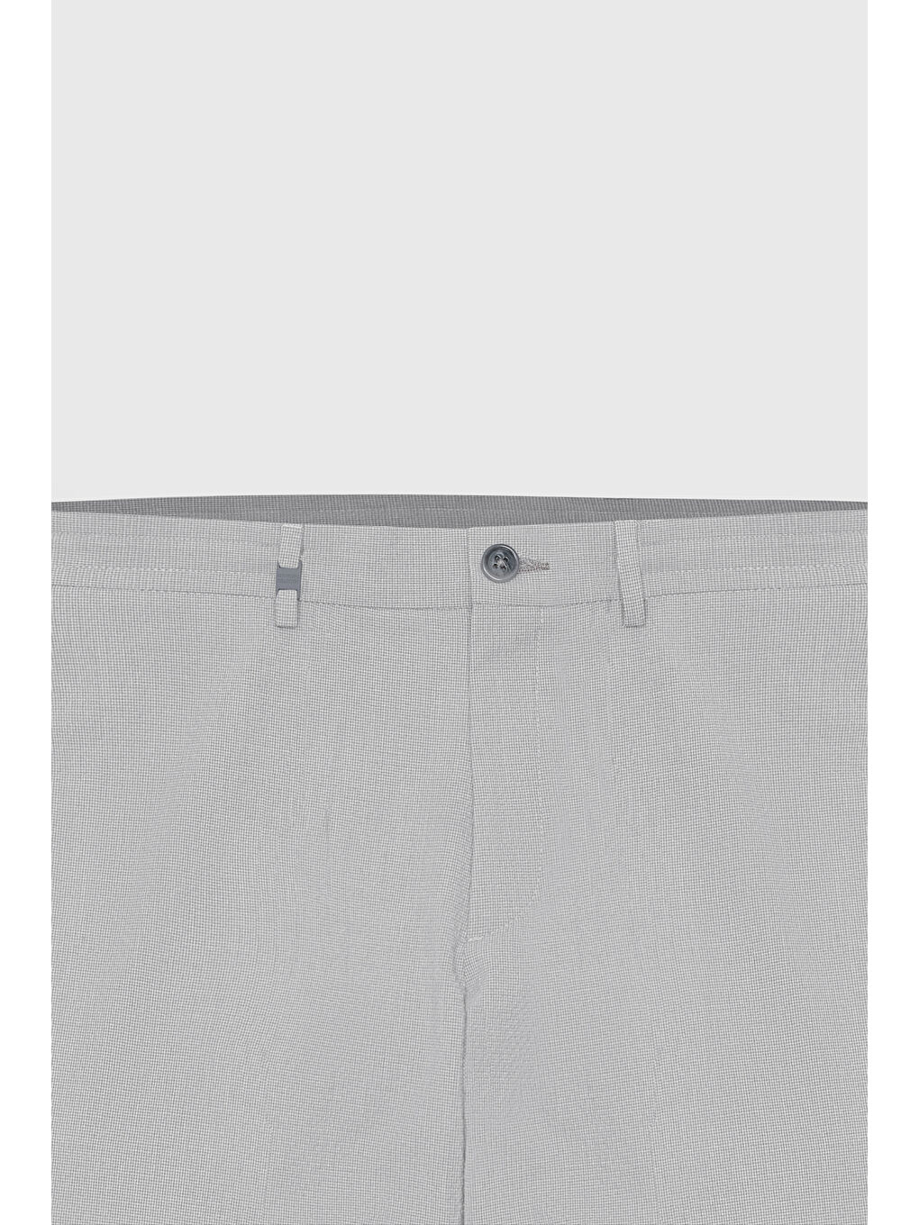 Erkek Gri Pamuklu Slim Fit Dar Kesim Beli Bağlamalı Yan Cep Armürlü Esnek Pantolon-8