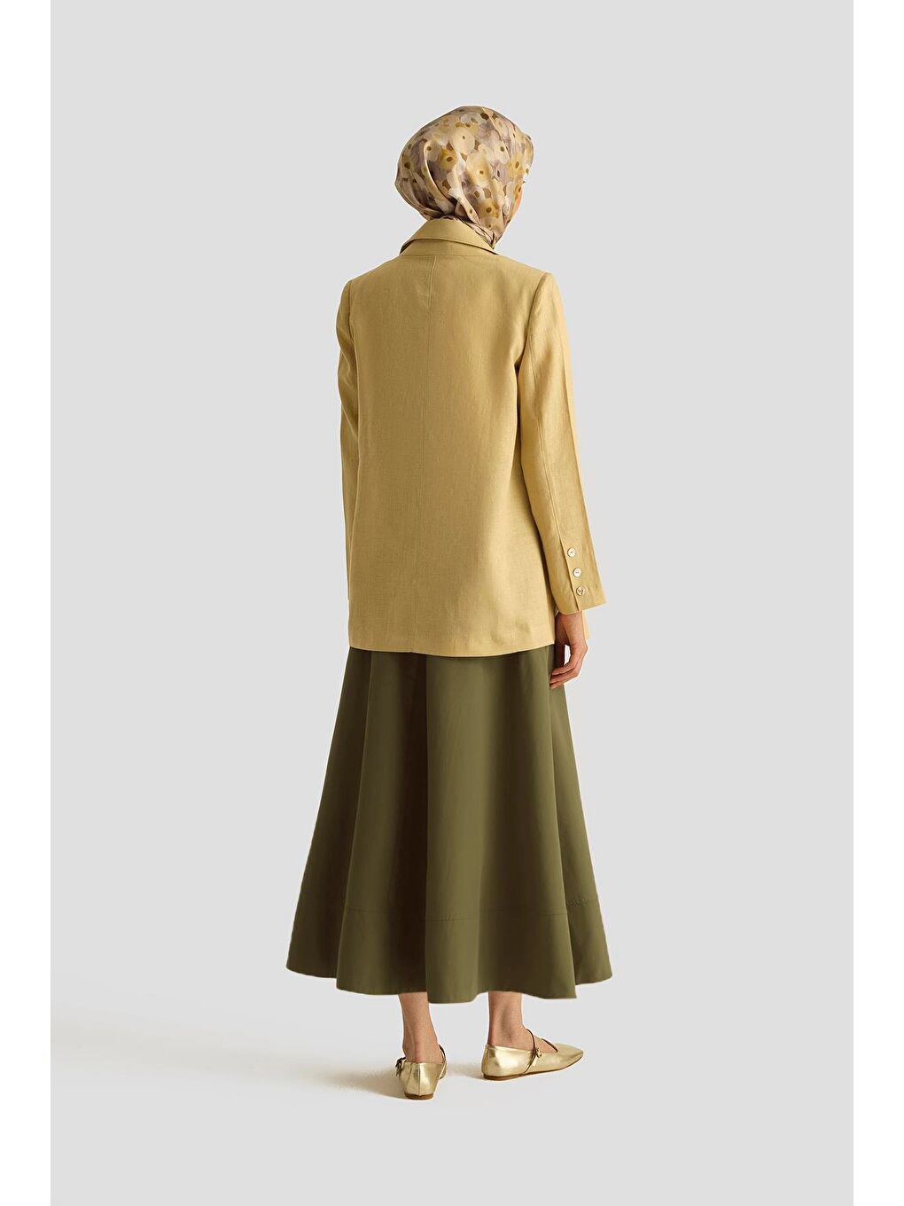 Sarı Kruvaze Keten Ceket 25Y5917 Limon-4