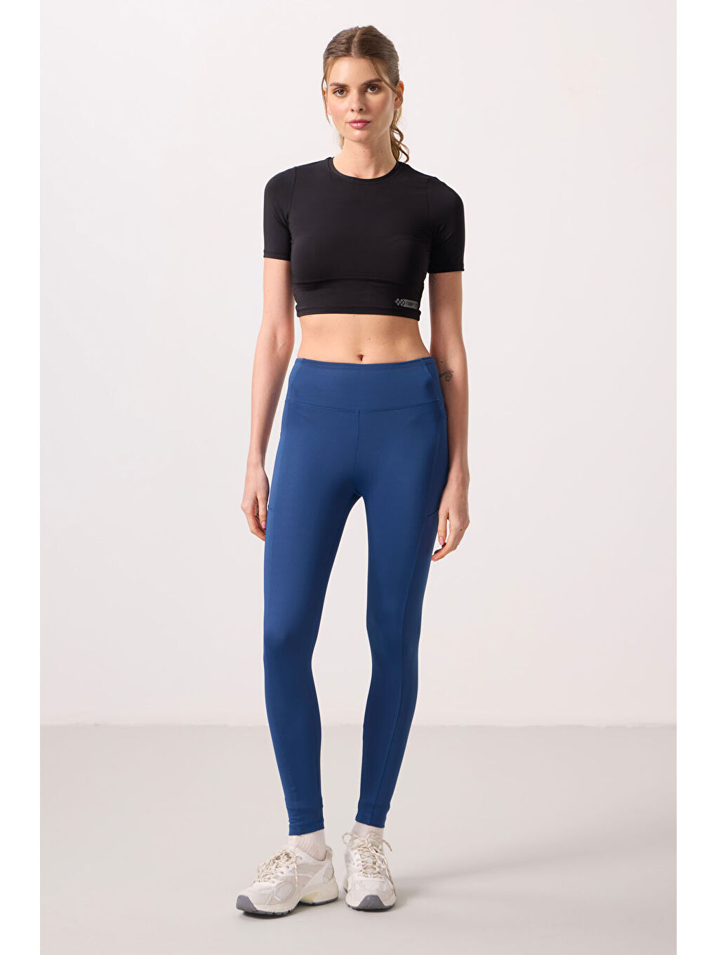 Lacivert Parlament Polyester Esnek Standart Fit Performans Kadın Tayt - 94667