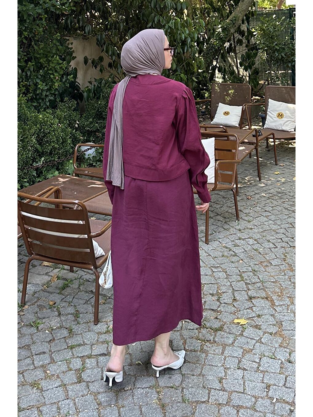 Etekli Tesettür Takım Bordo-3