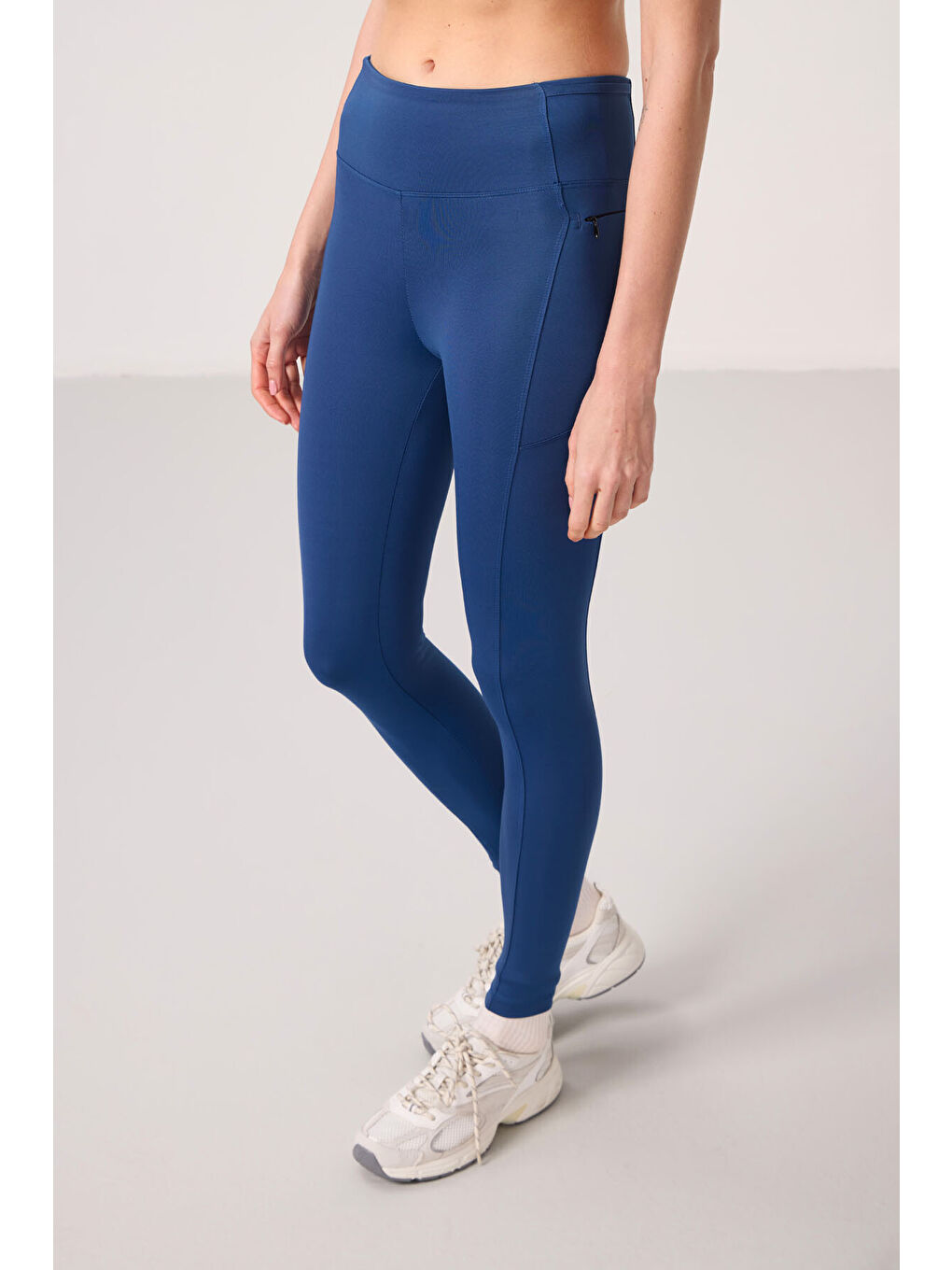 Lacivert Parlament Polyester Esnek Standart Fit Performans Kadın Tayt - 94667-1