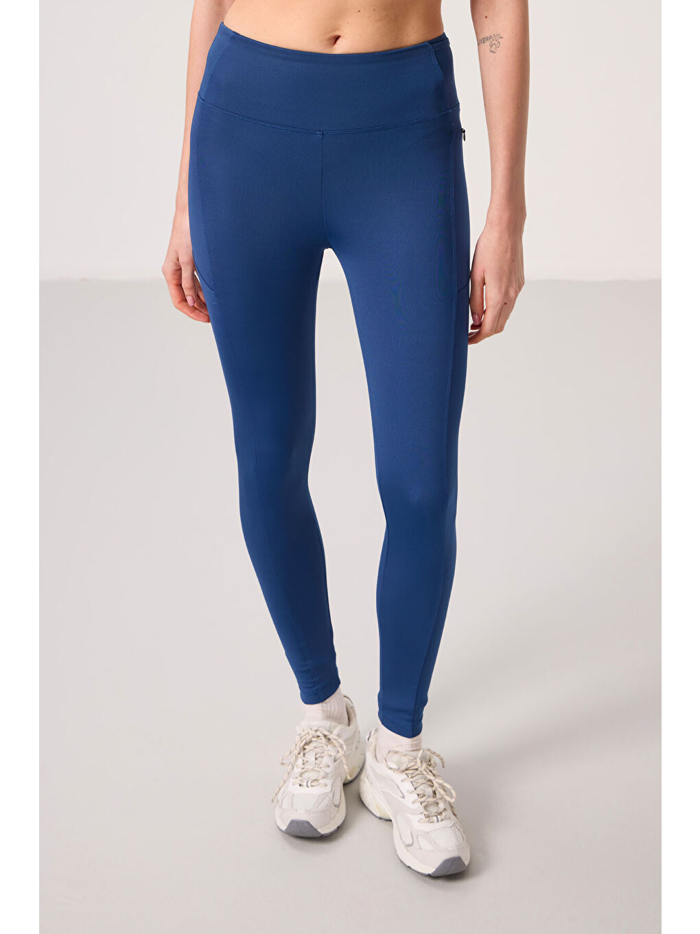 Lacivert Parlament Polyester Esnek Standart Fit Performans Kadın Tayt - 94667-2