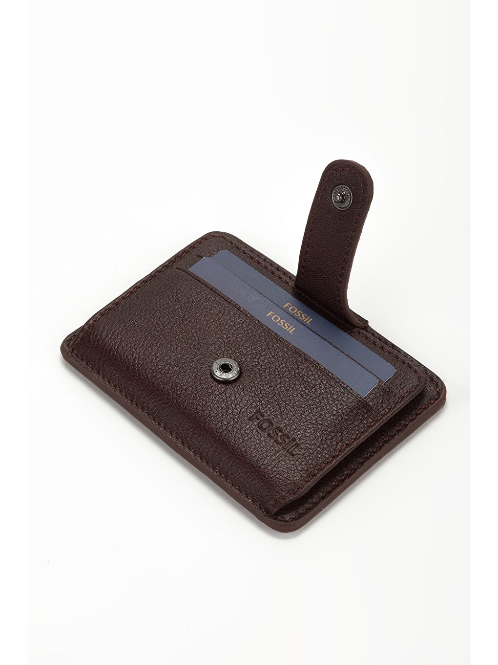 Kahverengi Kutulu Hakiki Deri Çıtçıtlı Kartlık El Portföyü Cüzdan-3