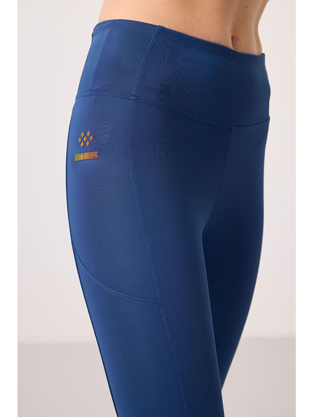 Lacivert Parlament Polyester Esnek Standart Fit Performans Kadın Tayt - 94667-4