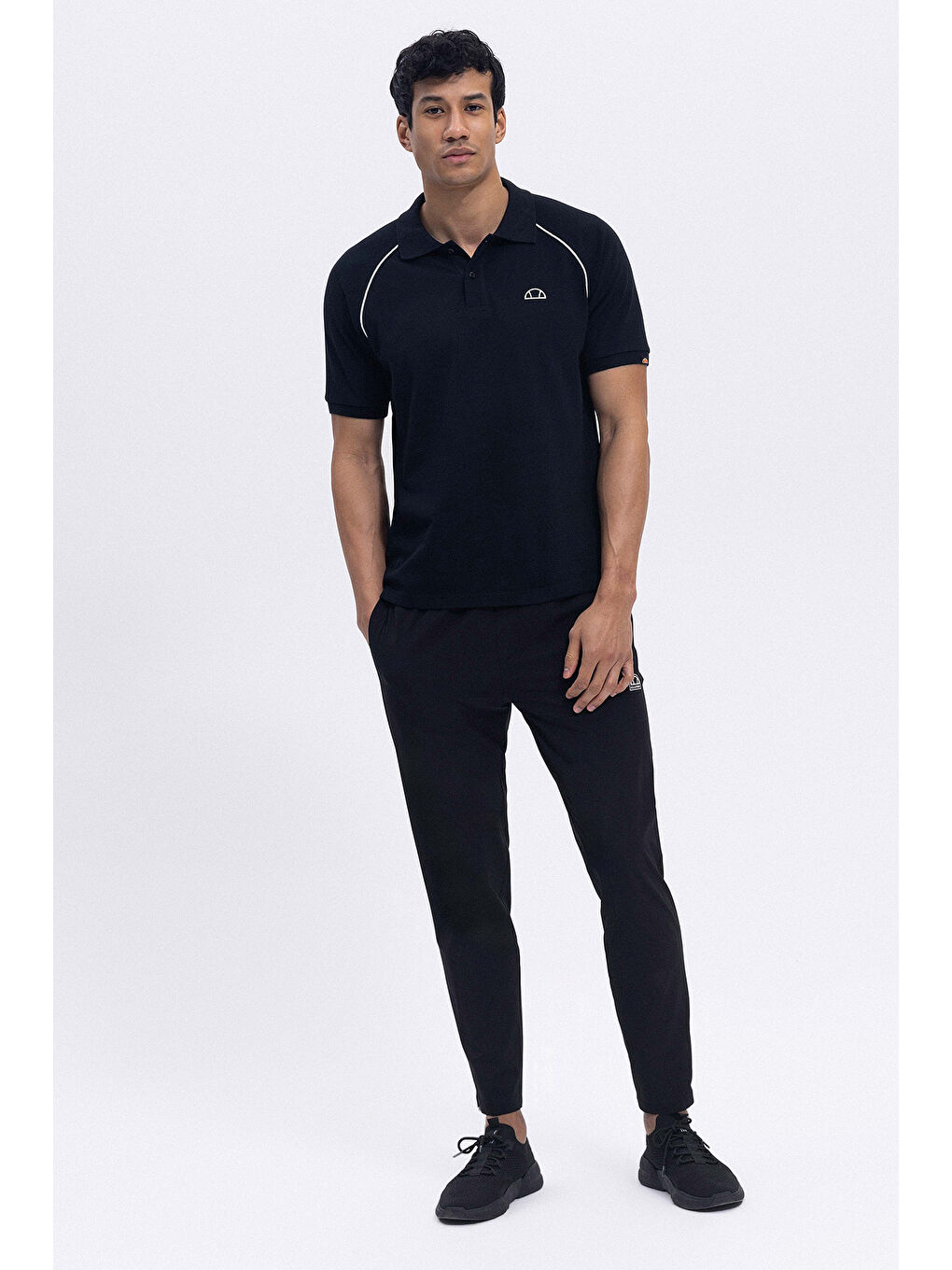 Siyah Pamuklu Regular Fit Logolu Polo Yaka T Shirt EM407-BK-1